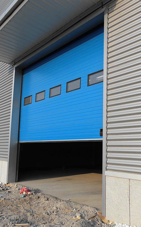 Industrial 40mm Width Insulated Mental Sectional Doors High frequency Motor