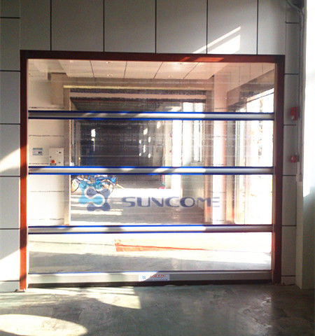 Industrial High Speed Transparent PVC Window Roll Up Door Used In Big Wind Area