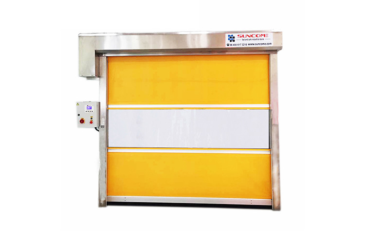 Outside Big Wind Area High Speed Roll Up Door English Man Machine Interface