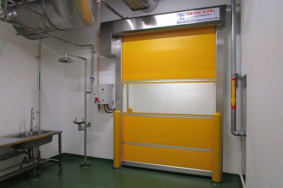 Transparent PVC Window High Speed Overhead Doors Yellow Red Grey
