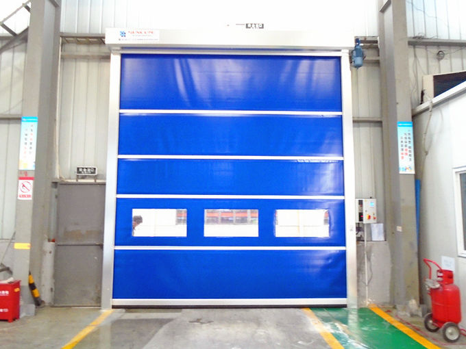 Durable High Speed Industrial External Doors With Full transparent 1.5mm PVC Window